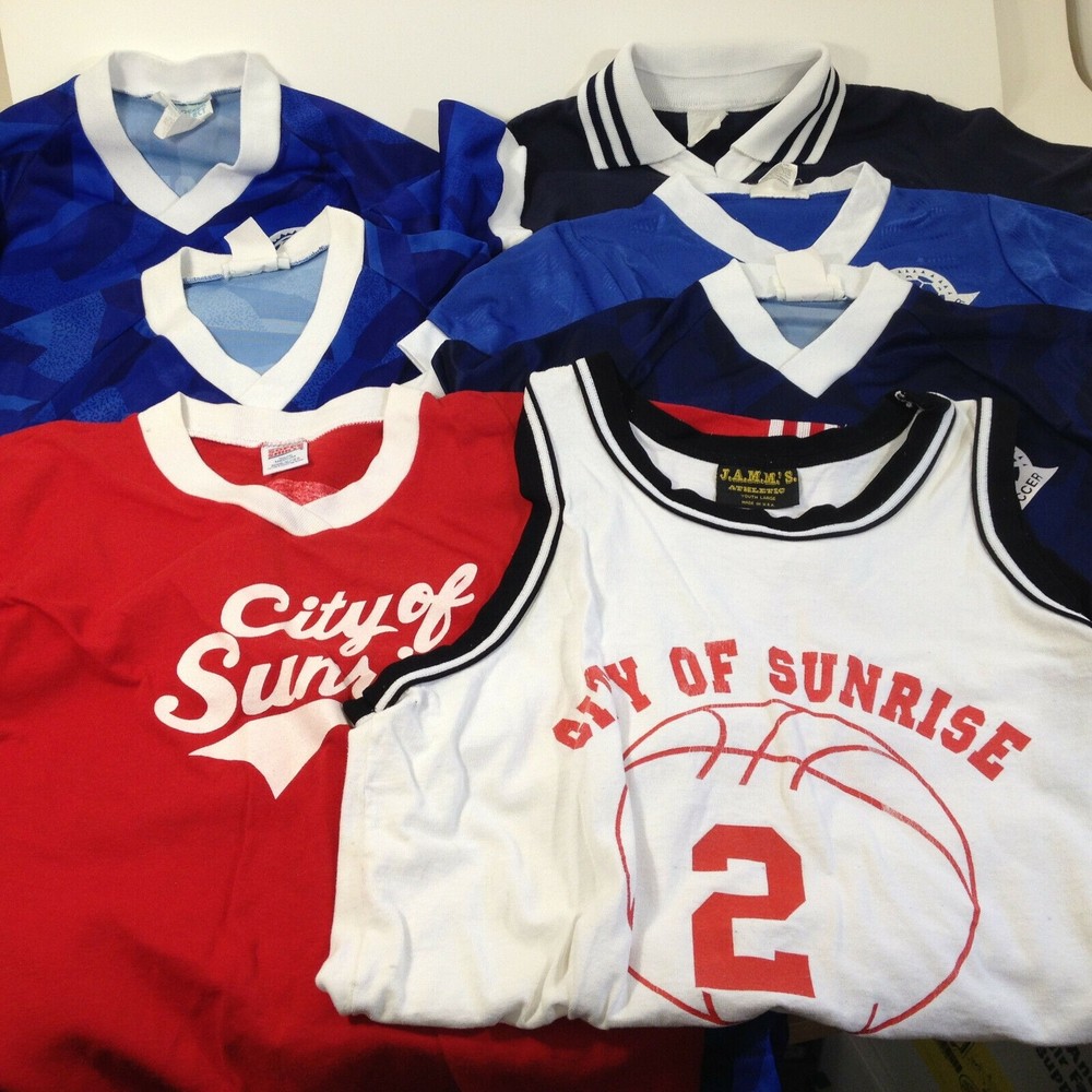 Lot Of 6 Youth Soccer Sports Shirts Assorted Sizes Small - Large